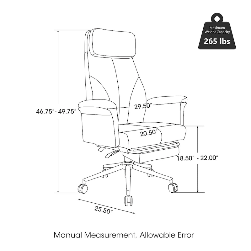 Glitzhome 49H Modern Adjustable Swivel High Back Ergonomic Office Chair with Armrest and Extendable Footrest