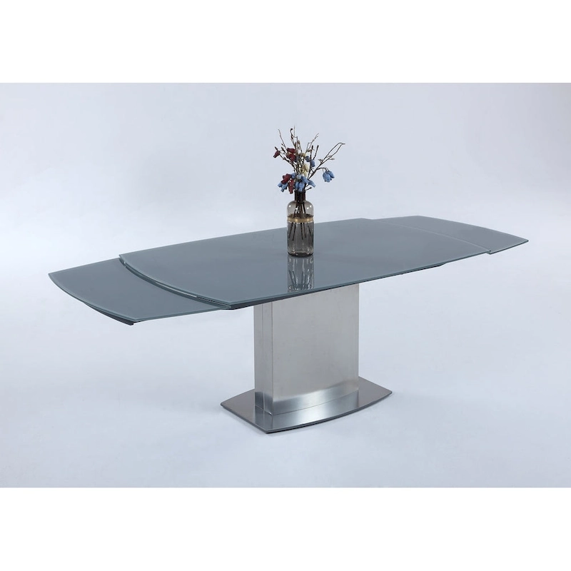 Somette Maya Dining Table with Glass Top - Grey/Silver