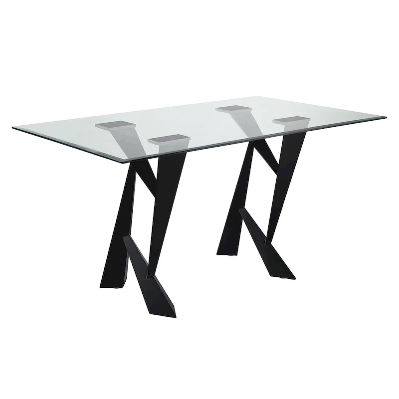 Modern Black 58-inch Glass Top Dining Table