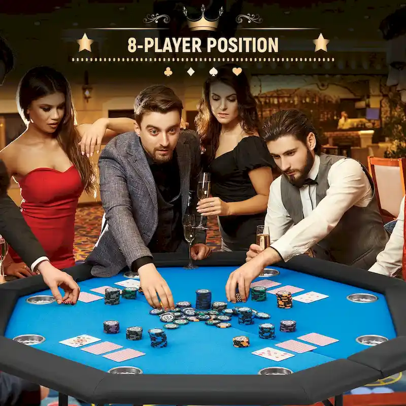 AVAWING 8 Players Game Poker Table Casino Leisure