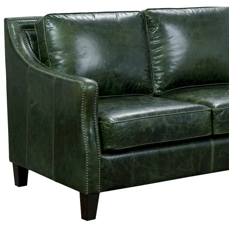 Essex Distressed Green Top Grain Leather Loveseat