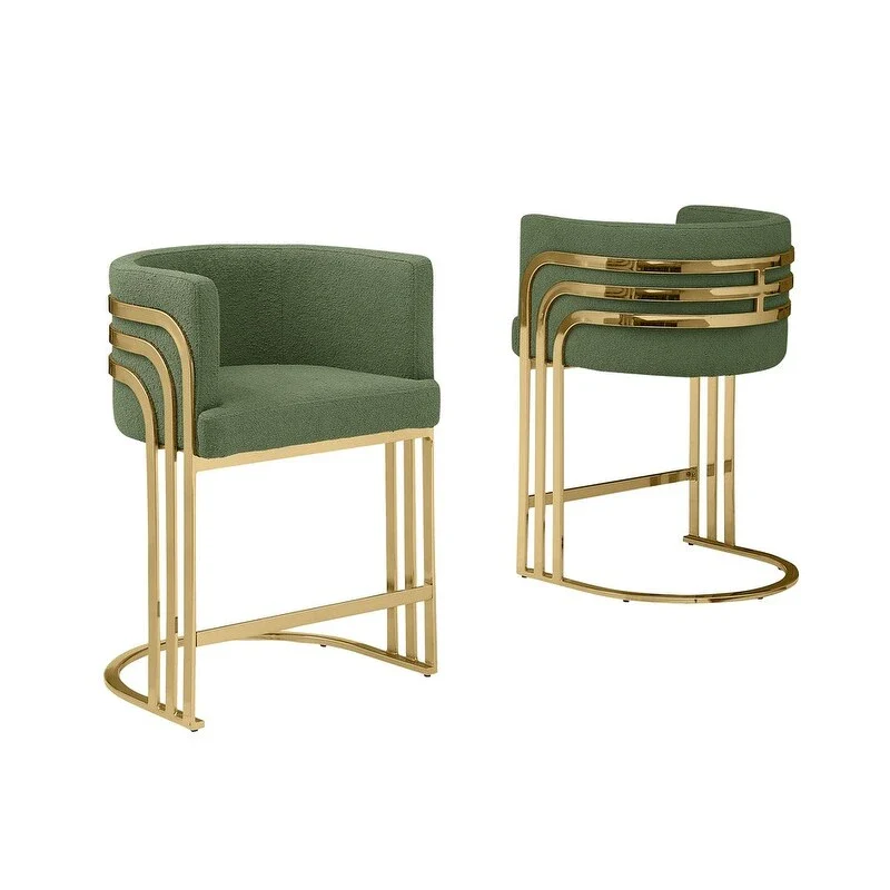 Best Quality Furniture Teddy Fabric Barstool with Gold Chrome Base (Set of 2) - N/A