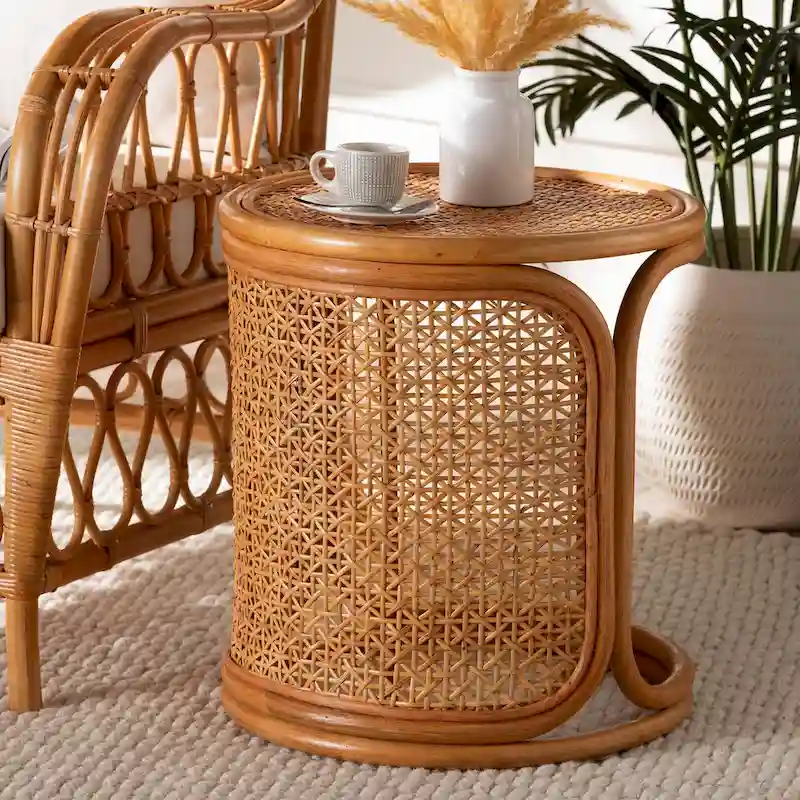 Eldon Bohemian Rattan End Table