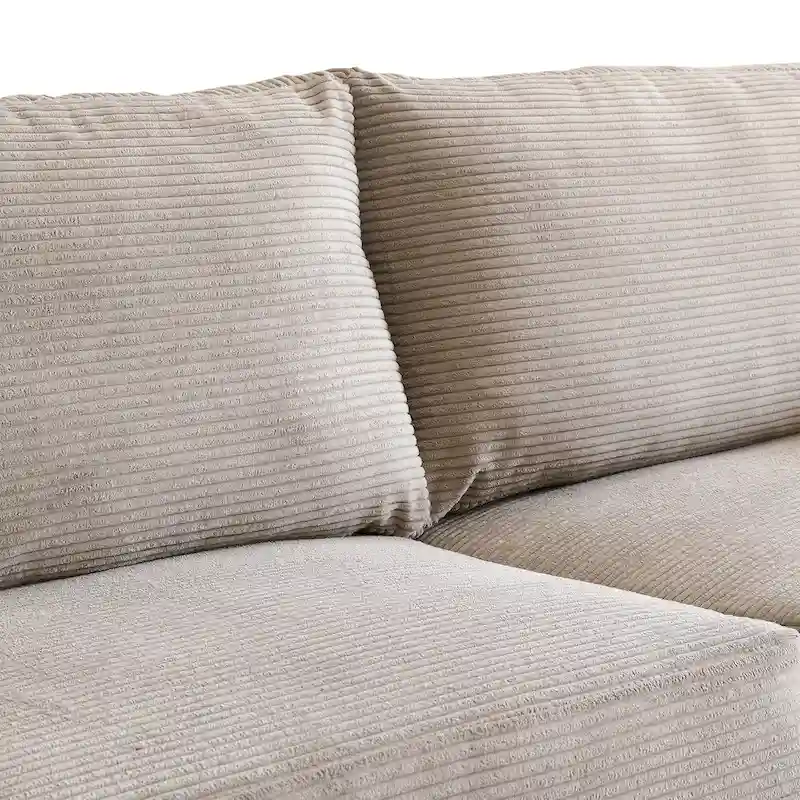 HOOOWOOO Mid-Century Modern Upholstered Sofa Couch with Rolled Pillows