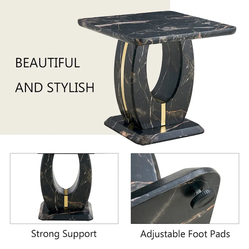 23.6 Square Coffee Table with Gold-Tone Leg Strips