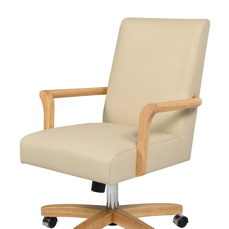 Modern Farmhouse Top Grain Leather Swivel Office Desk Chair