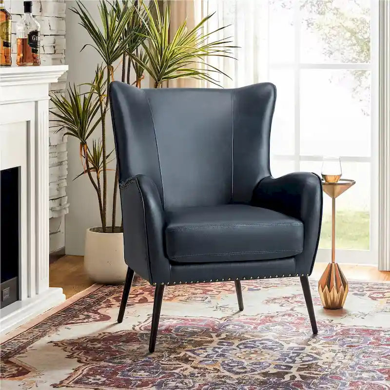 Invidiae Wooden Upholstered Armchair with Metal Legs
