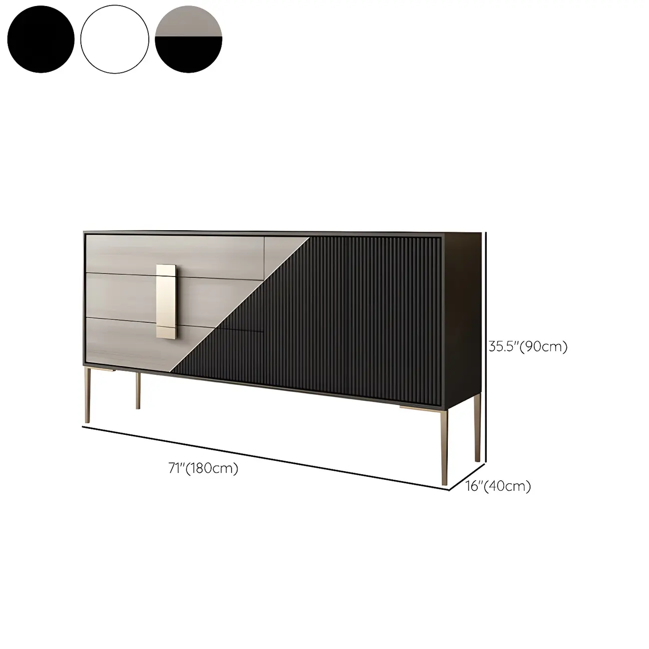 Sleek Black-Gray Wood and Metal Soft-Close Drawers Dresser