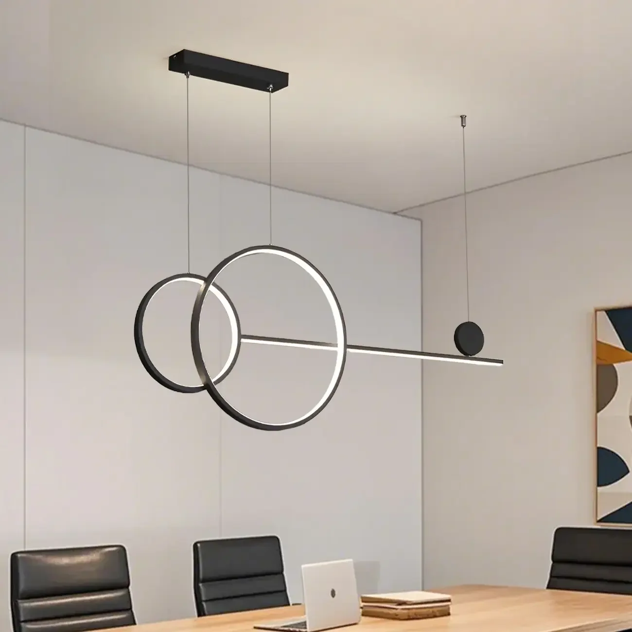 Large Gold Circular LED Island Pendant Light for Kitchen