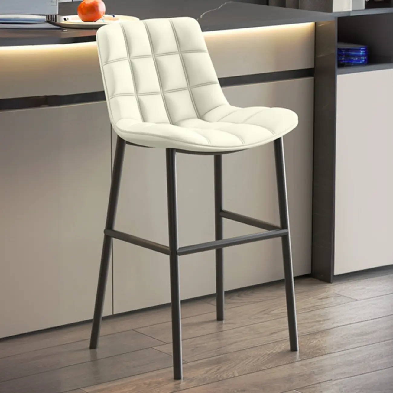 Concave Modern Low Back Leather Counter Bar Stools