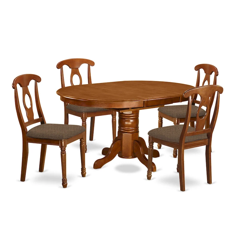 East West Furniture 5 Piece Dining Table Set- an Oval Kitchen Table and 4 Kitchen Dining Chairs, Saddle Brown (Seats Options)