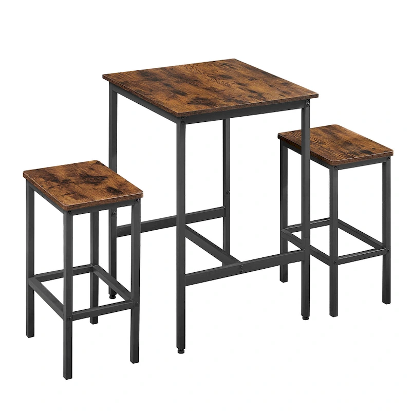 Square Bar Table with 2 Bar Chairs