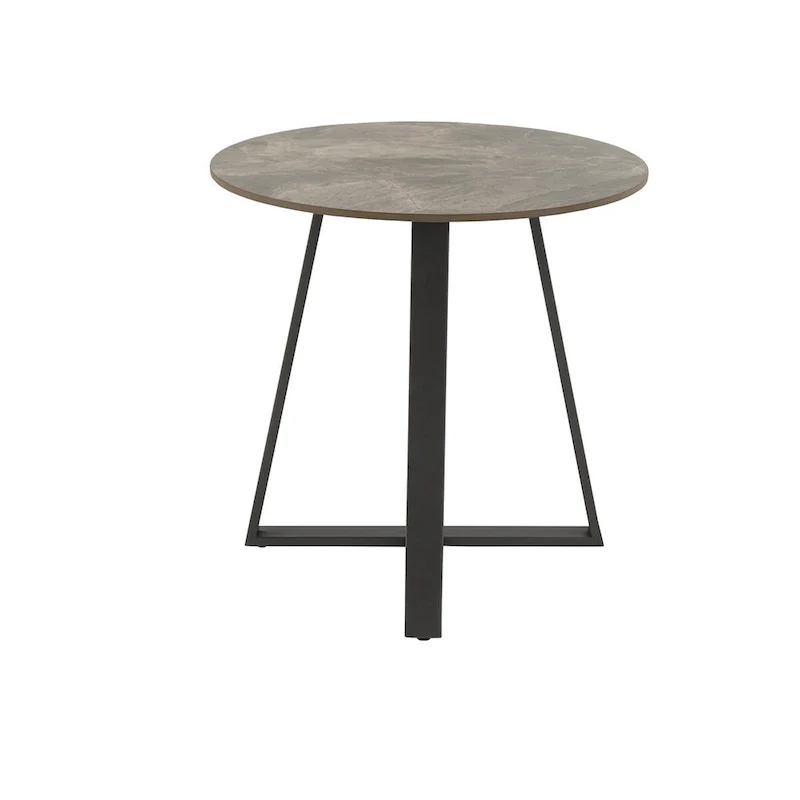 Jurmala Glossy Sintered Stone with Grey Metal Base End Table by iNSPIRE Q Modern