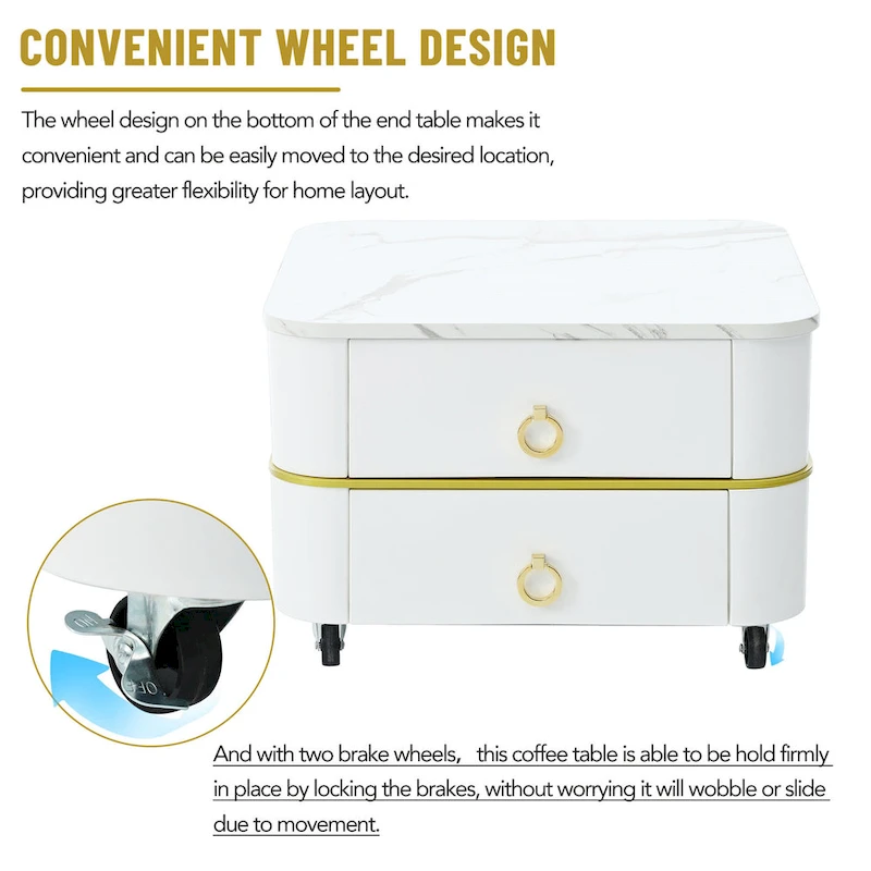 Harper&Bright Designs 2-in-1 Square Nesting Coffee Table with Wheels