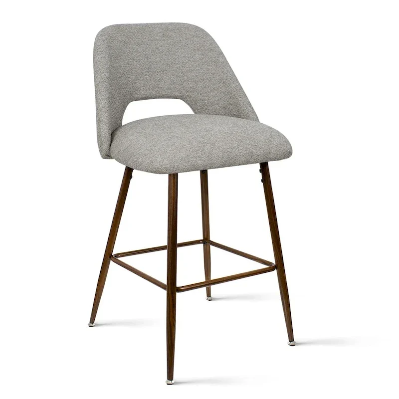 Upholstered Modern Bar Stool Walnut Leg (Set of 2)