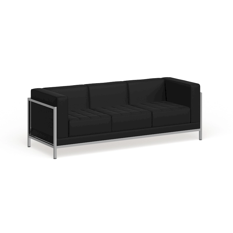 LeatherSoft Modular Sofa with Quilted Tufted Seat and Encasing Frame - 79W x 28.75D x 27.25H