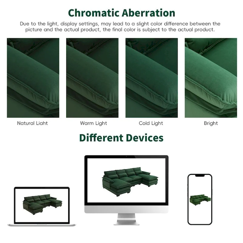 110*55  Modern U-Shaped Sectional Sofa with Waist Pillows,6-Seat Upholstered Symmetrical Sofa Furniture