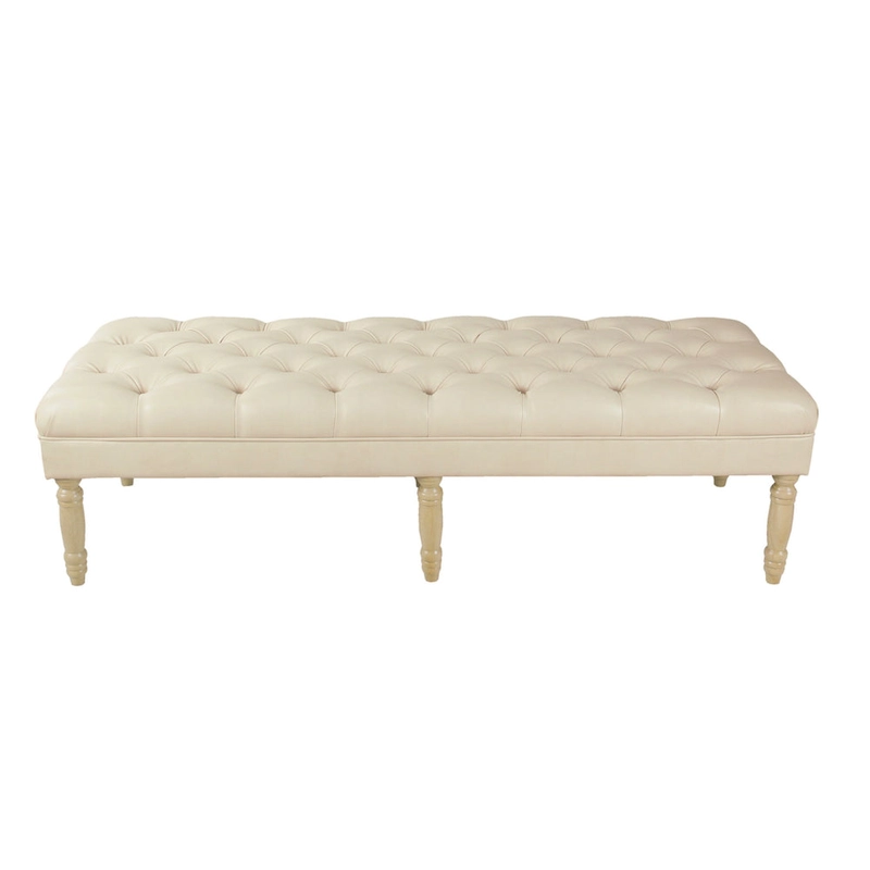 HomePop Classic Tufted Top Long Bench - Faux Leather