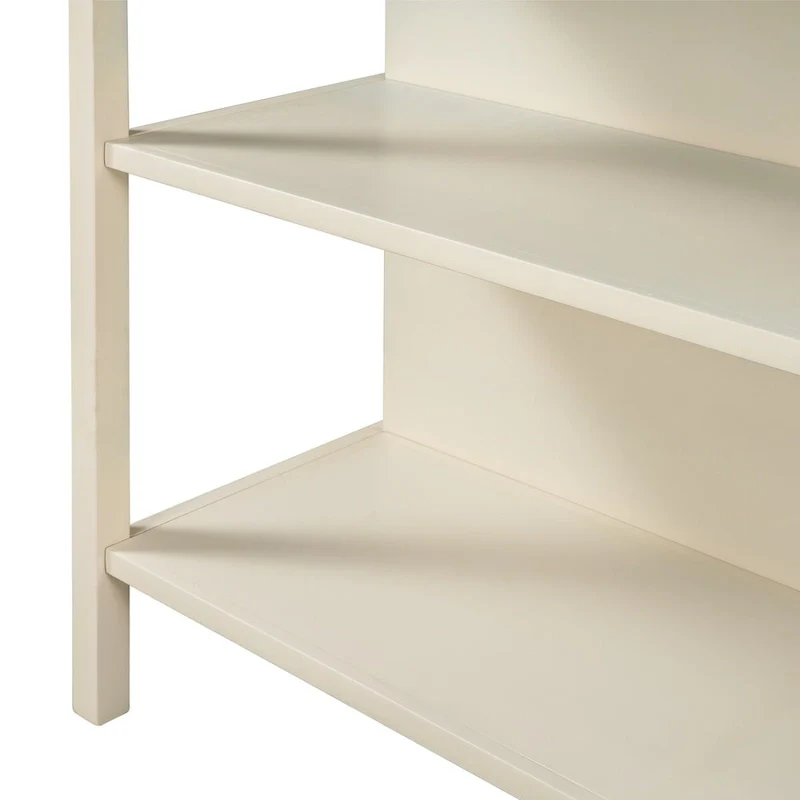 Solid Wood Rustic 45 in Kitchen Island with Butcher Block Top, 2 Shelves, Walnut and Cream White