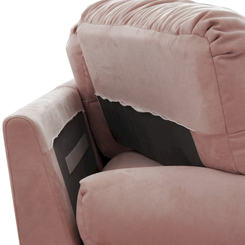 Velvet Loveseat Sofa - 2 Seater - Beige/Grey/Pink