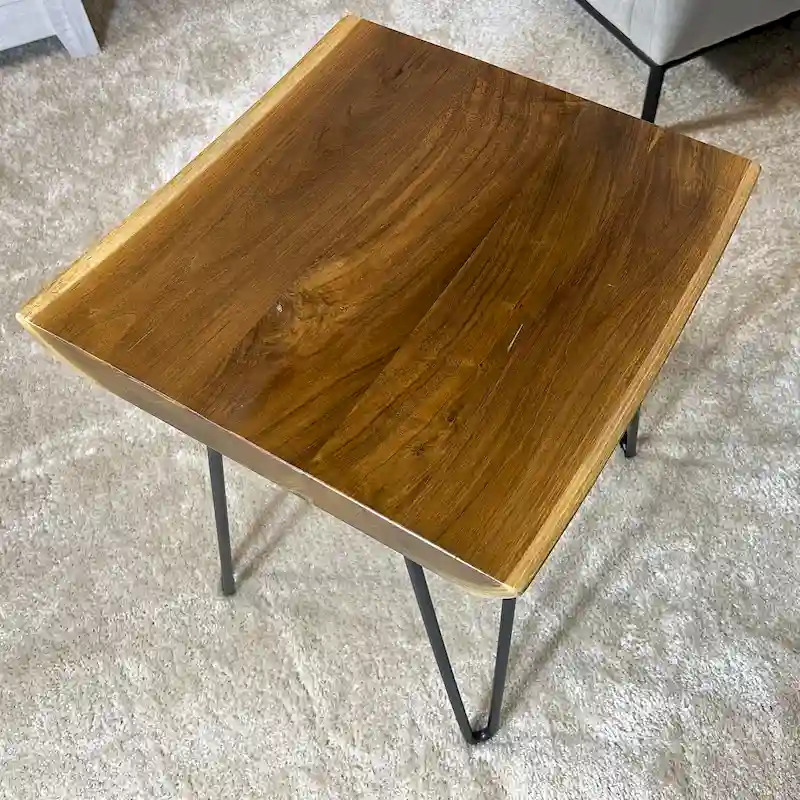 Greenage Teak End Table Solid Live Edge Side Table