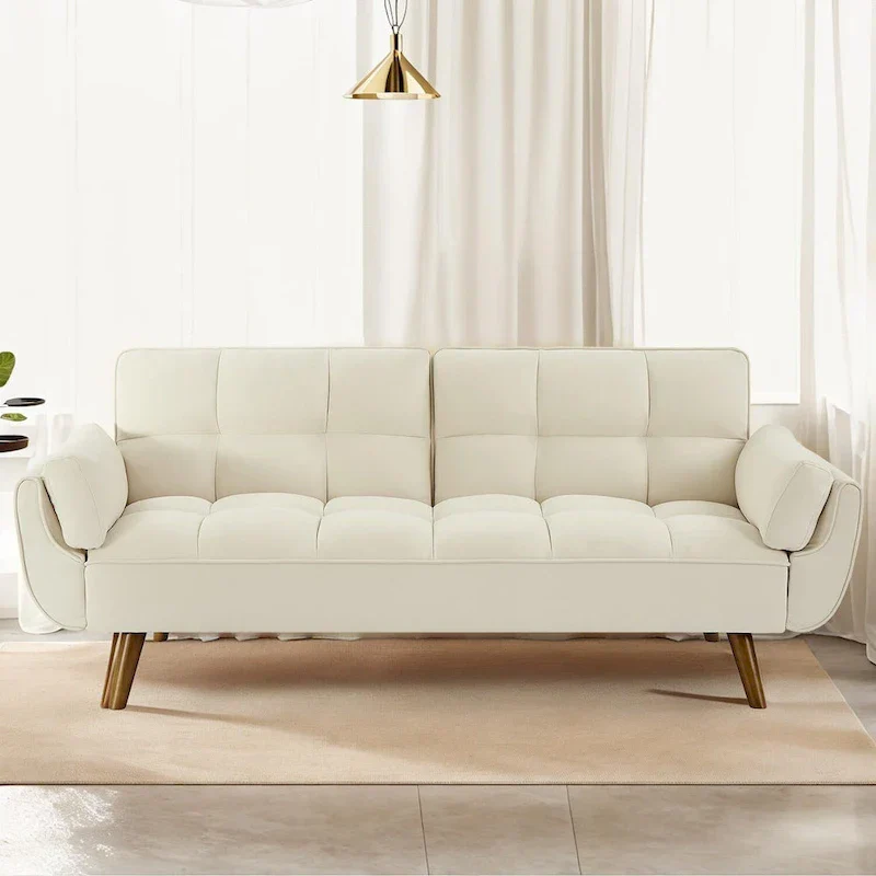 75.39 IN. Futon Sofa Bed, Convertible Upholstered Couch Sleeper with Reclining Sleeper Split Tufted Back