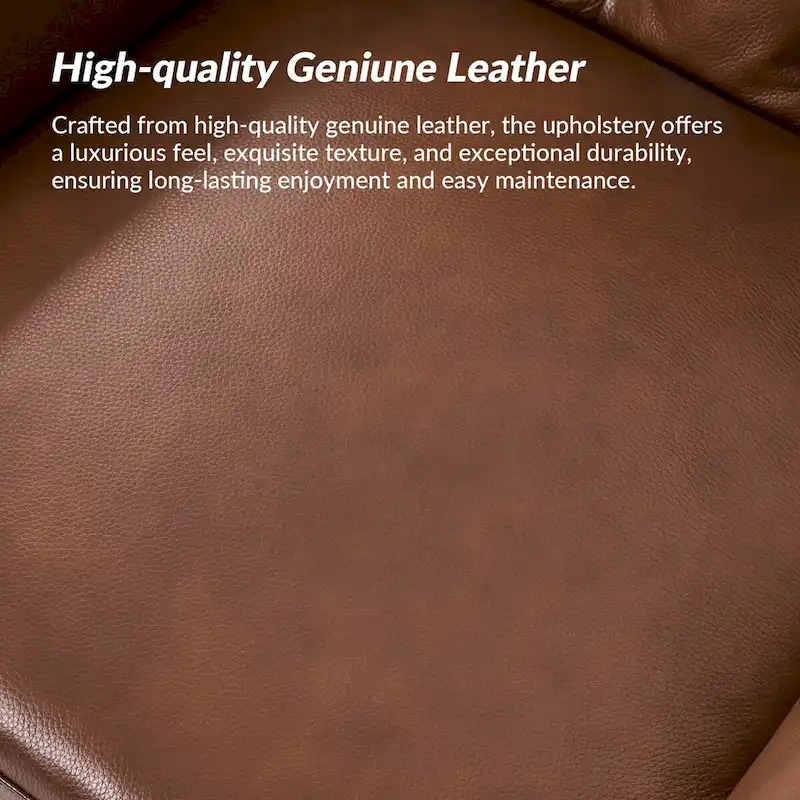 Traditional Genuine Leather Accent Chair with Tufted Wing Back