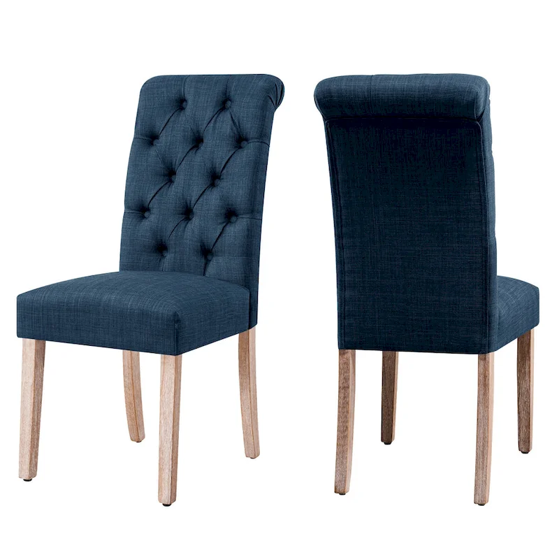 Subrtex(Set of 2)Linen Parsons Upholstered Button Dining Chair