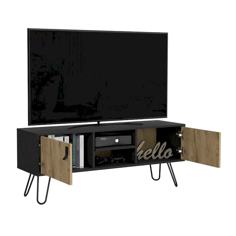 Huna TV stand Dual-Tone With Two Cabinets and Shelves