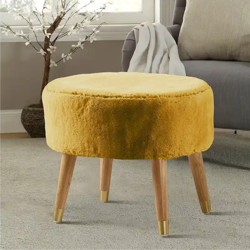 Serenta Heavy FauxFur Oval Ottoman