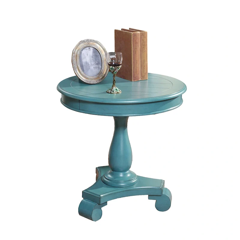 Round Wood Pedestal Side Table