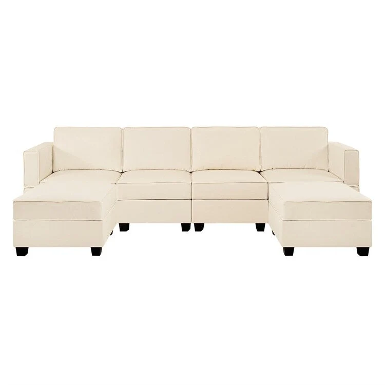 Modular U-Shaped 4 seater Air Leather Sofa with Adjustable armrest and Reversible Chaise