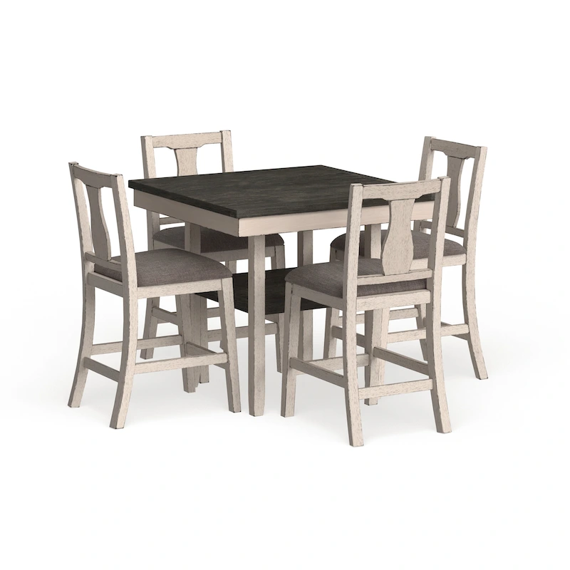 Merichleri Rustic Antique White Wood 5-Piece Counter Height Dining Set by Copper Grove