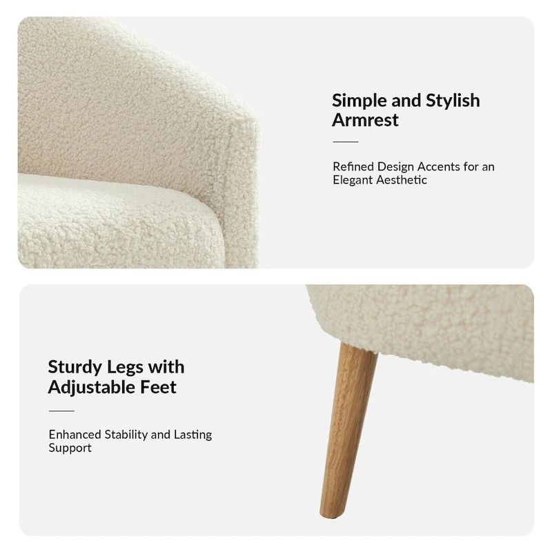 Sheila Modern 31W Boucle Armchair with Solid Wood Legs by HULALA HOME