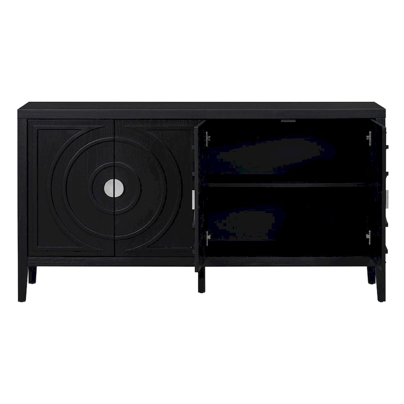Retro Sideboard with Circular Groove Design Metal Handle