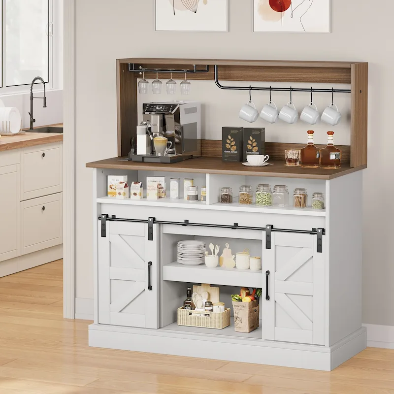 Farmhouse Coffee Bar Cabinet - 15.1D x 47.2W x 51.5H