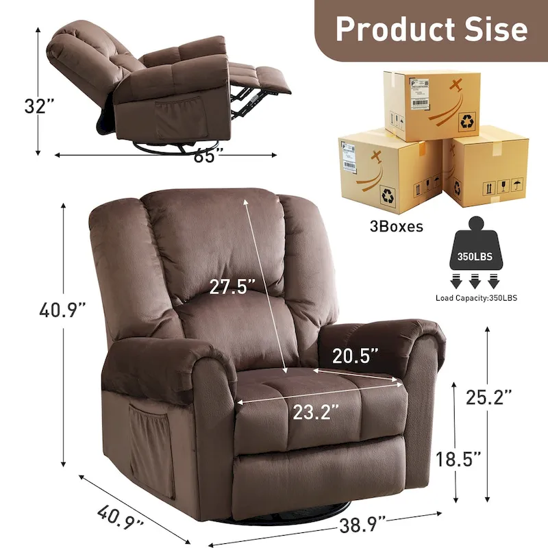 Swivel Rocker Recliners Rocking Swivel Recliner Chair With Massage And Heat With Side Pockets