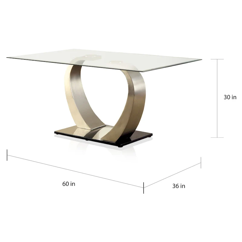 Modern Silvertone 60-inch Glass Top Dining Table