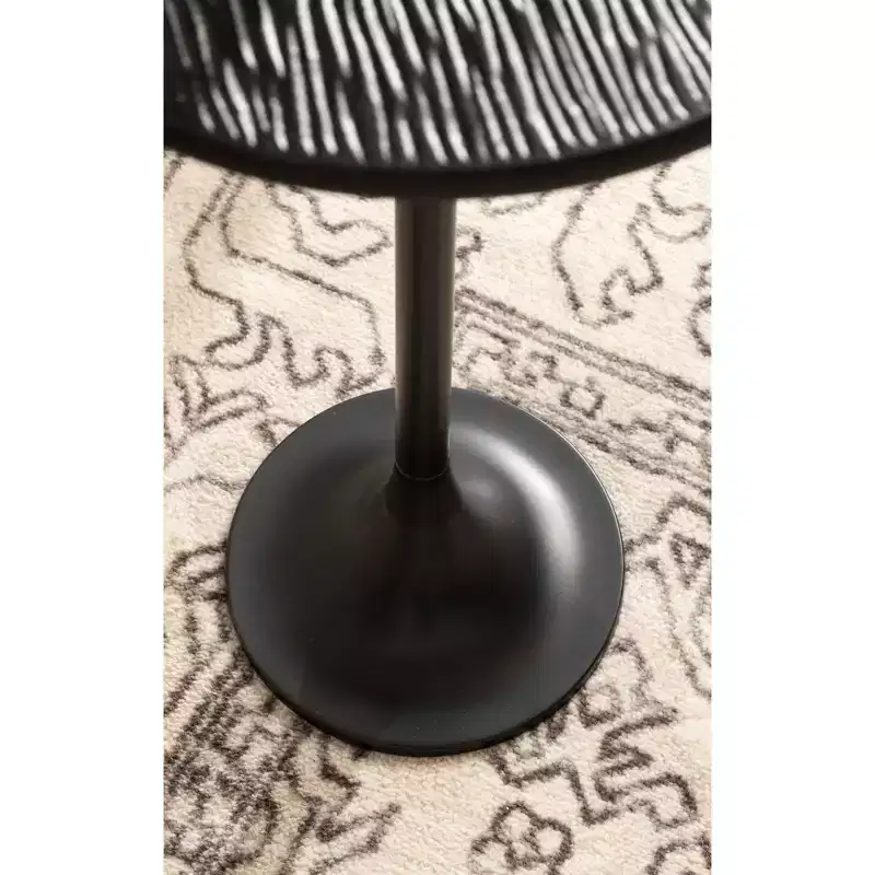 Black & Gold Round Metal Accent Side Table, 1-Person