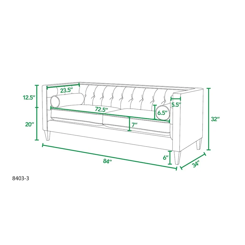 Modern Upholstered Tufted Swallowtail Sofa