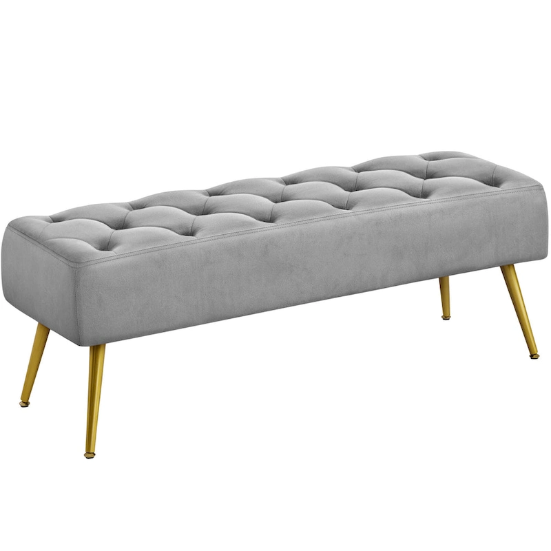 Yaheetech Upholstered Footstool Velvet Ottoman Button-Tufted Table Bench - 45 16 17