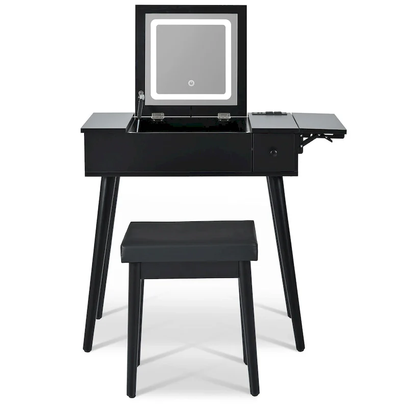 27.9 Makeup Vanity Desk with Flip Top Mirror and LED Light