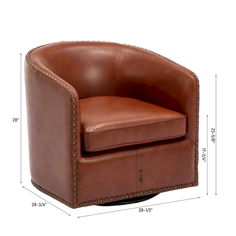Truman Faux Leather Swivel Arm Chair with Nailhead Trim by Greyson Living