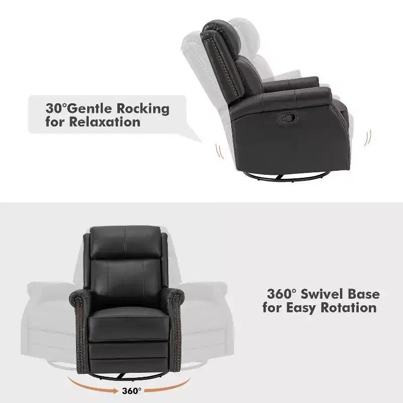 Irene 30.5 Wide Genuine Leather Manual Recliner with Rolled Arms Set of 2| ART OF LIVING DESIGNS
