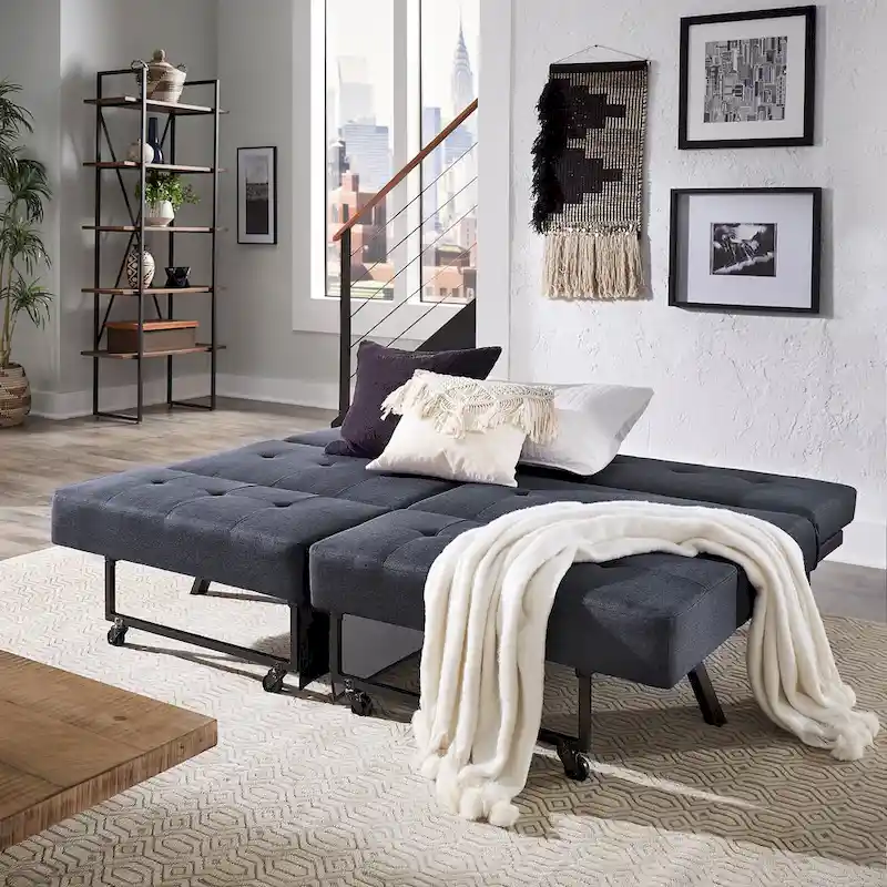 Palatka Full 80 Wide Tufted Fabric Convertible Futon by iNSPIRE Q Classic