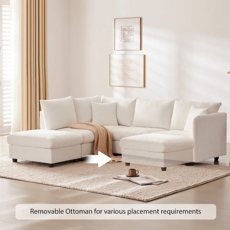 89 Polyester Modular Sectional Sofa with Deep Seat & Ottoman