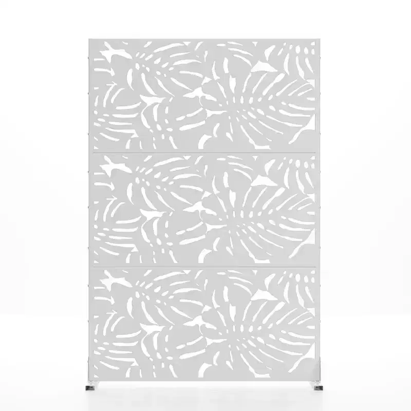 White Metal Freestanding Single-Panel Room Divider, 72