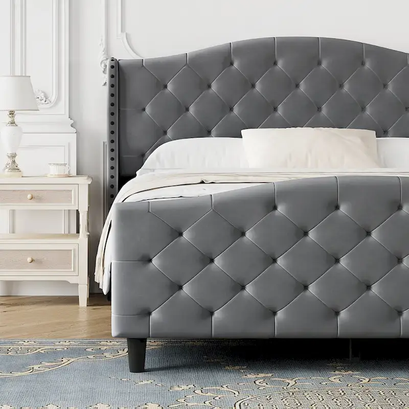 Queen Bed Frame with Headboard and Footboard