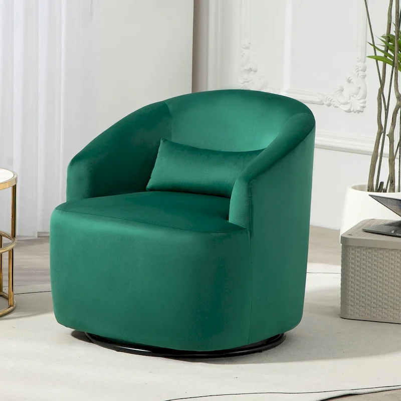 Modern Velvet Upholstered Swivel Accent Chair