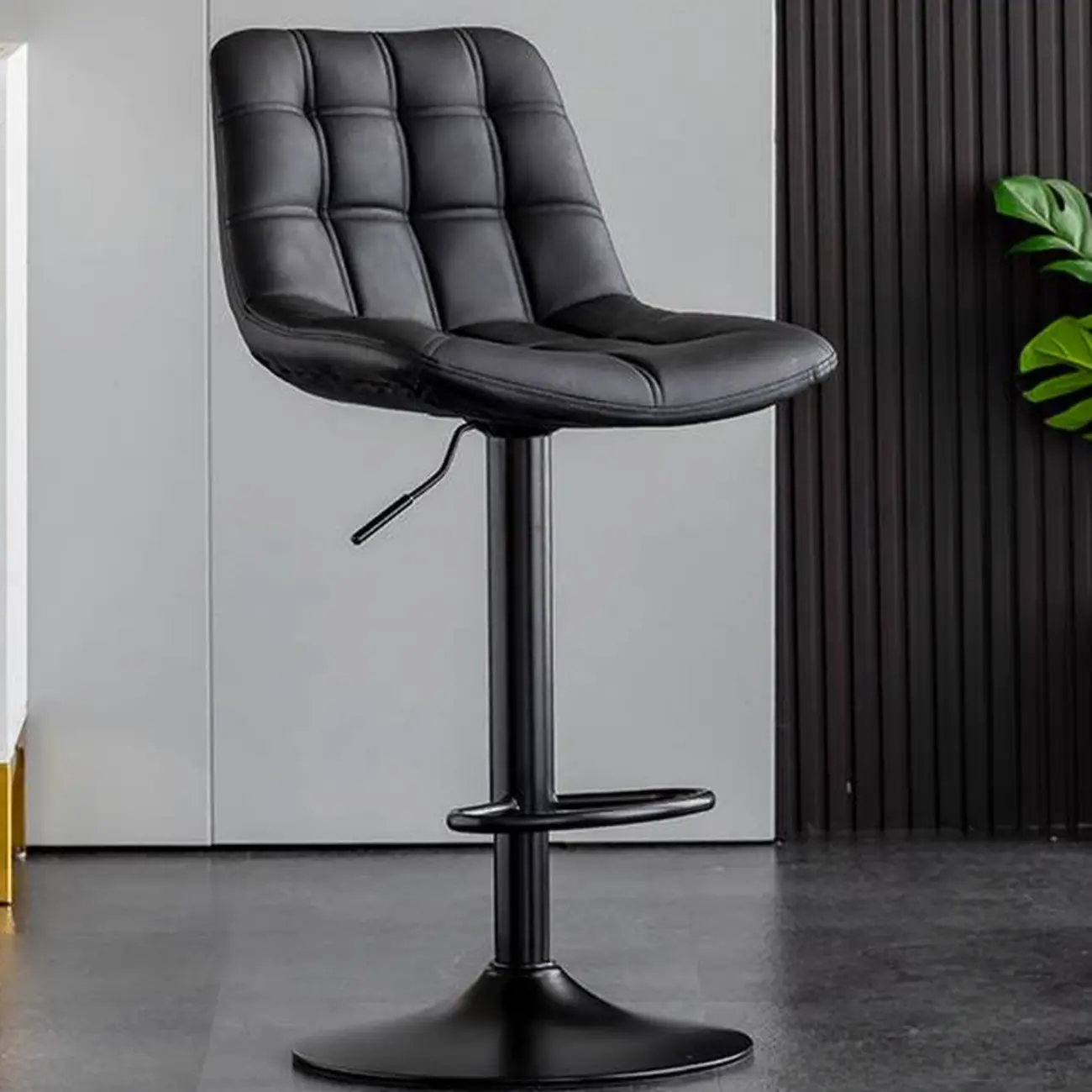 Glam Faux Leather Swivel Adjustable Bar Stools